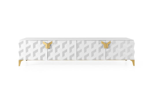 Triny TV Stand in White & Gold