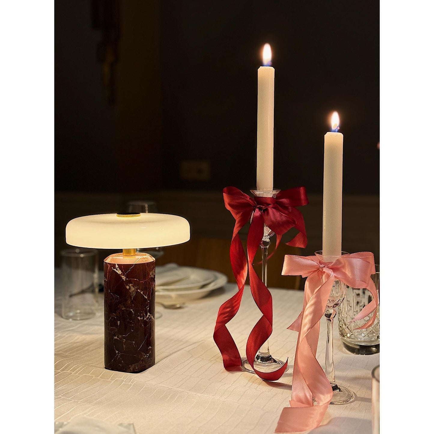 Design By Us Trip Portable Lamp Burgundy Marble/Glossy Opal