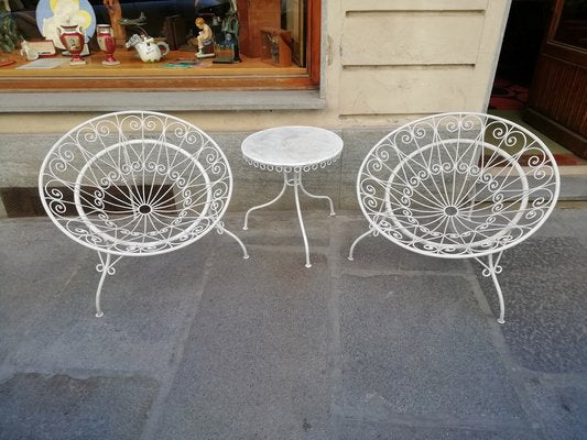 Tripod Armchairs with Table by Mathieu Mategot, 1950s, Set of 3-HNE-1328147