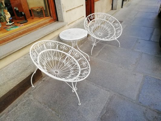 Tripod Armchairs with Table by Mathieu Mategot, 1950s, Set of 3-HNE-1328147