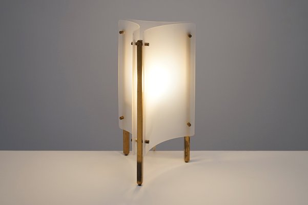 Tripod Brass and Acrylic Glass Table Lamp from Asselbur, 1950s-WCH-1014944