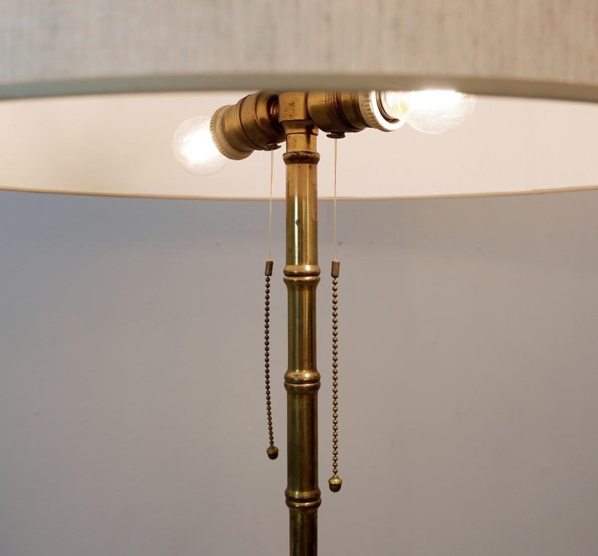 Tripod Faux Bamboo Brass Floor Lamp