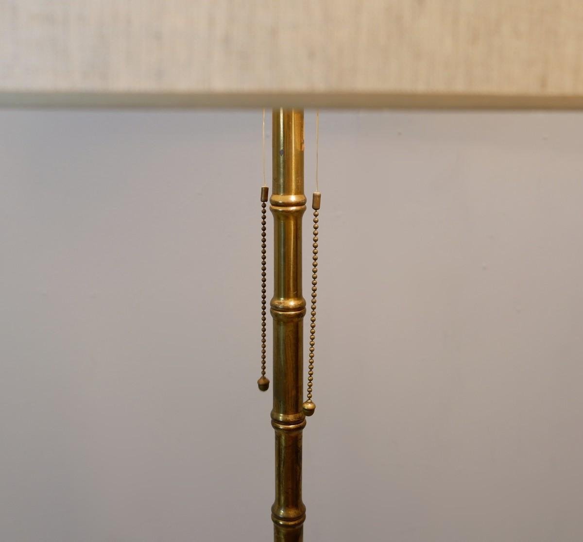 Tripod Faux Bamboo Brass Floor Lamp