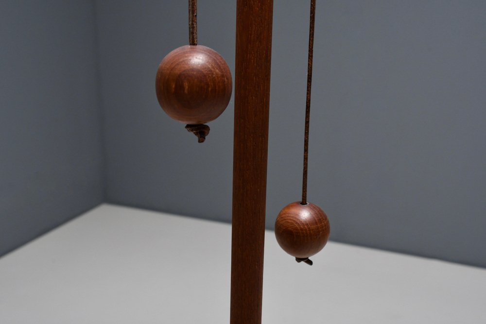 Tripod Floor Lamp attributed to Fog & Mørup Made of Teak and Brass, Denmark, 1960s