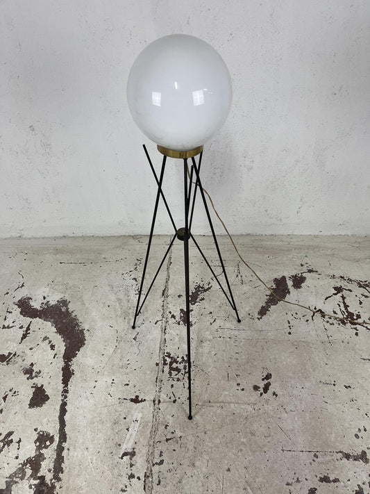 Tripod Floor Lamp in Brass Metal and Glass from Stilnovo, 1960s