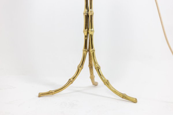 Tripod Floor Lamp in Faux Bamboo and Gilt Bronze from Maison Baguès, 1970s-CEJ-996149