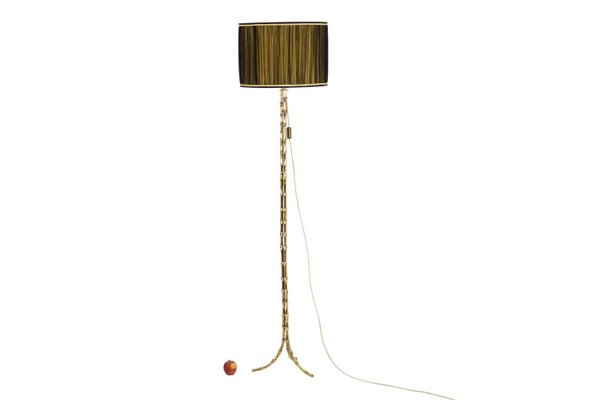 Tripod Floor Lamp in Faux Bamboo and Gilt Bronze from Maison Baguès, 1970s-CEJ-996149