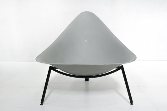 Tripod Grey Fiberglass Garden Lounge Chair attributed to Ed Mérat, 2000s