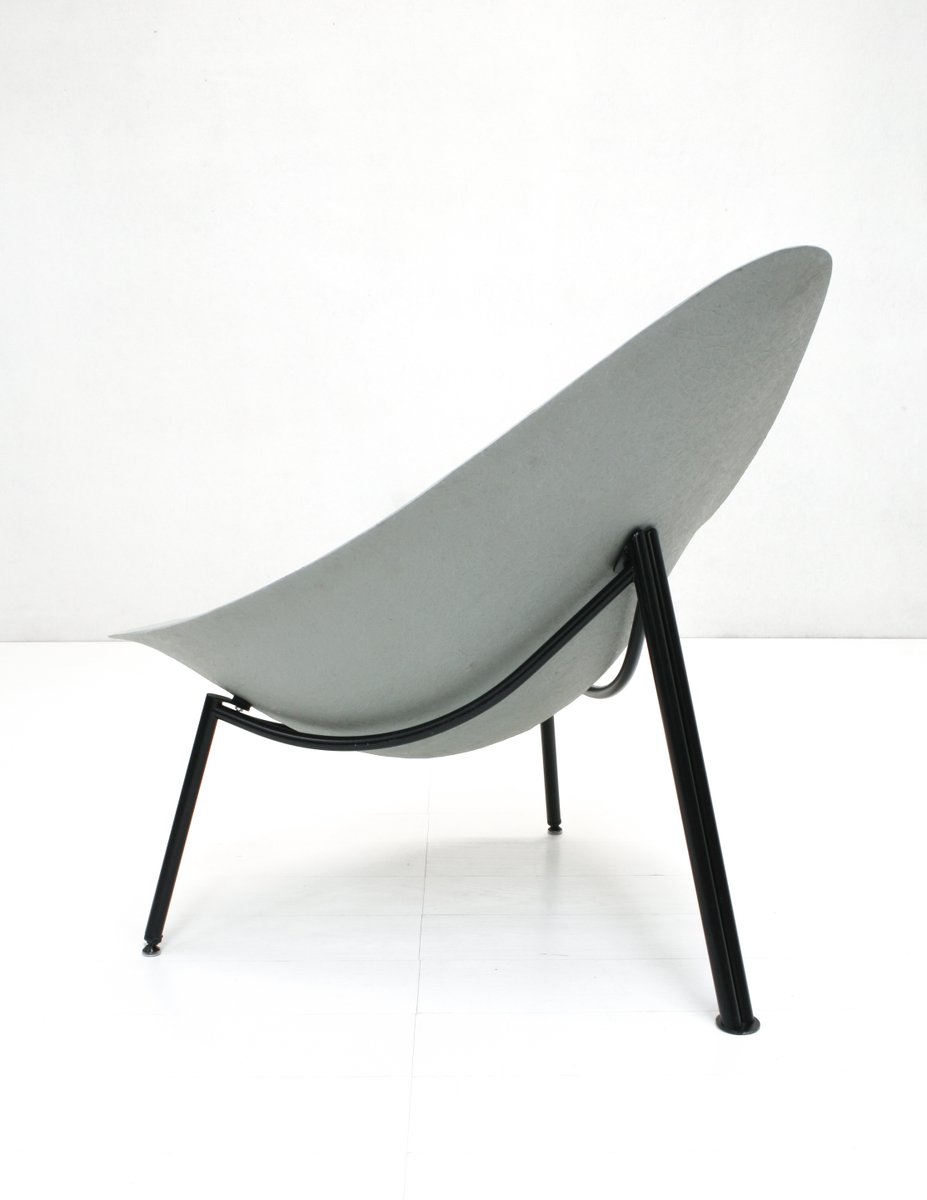 Tripod Grey Fiberglass Garden Lounge Chair attributed to Ed Mérat, 2000s