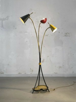 Tripod Metal Perforated Floor Lamp, France, 1950s-NLF-960850