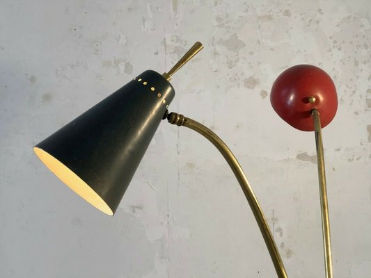 Tripod Metal Perforated Floor Lamp, France, 1950s-NLF-960850