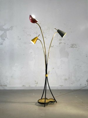 Tripod Metal Perforated Floor Lamp, France, 1950s-NLF-960850