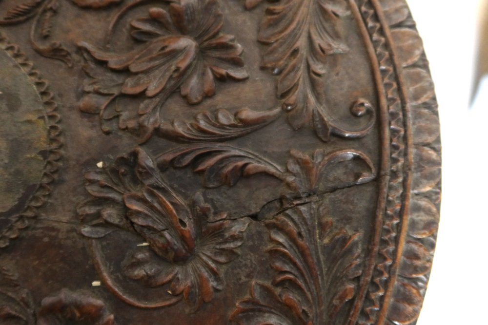 Tripod Pedestal Table in Carved Wood