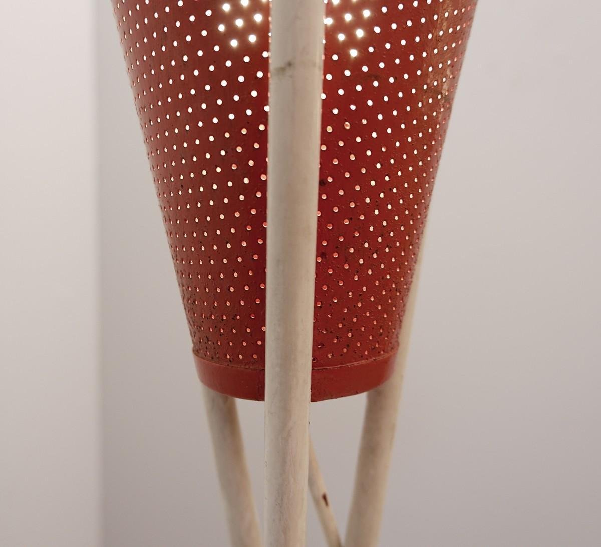 Tripod Perforated Metal Floor Lamp, 1950s