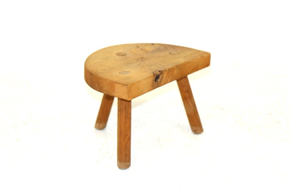 Tripod Stool in Elm, Sweden, 1950s