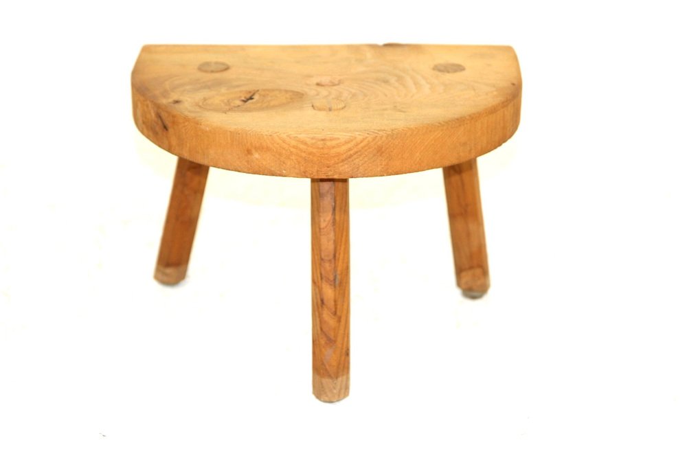 Tripod Stool in Elm, Sweden, 1950s