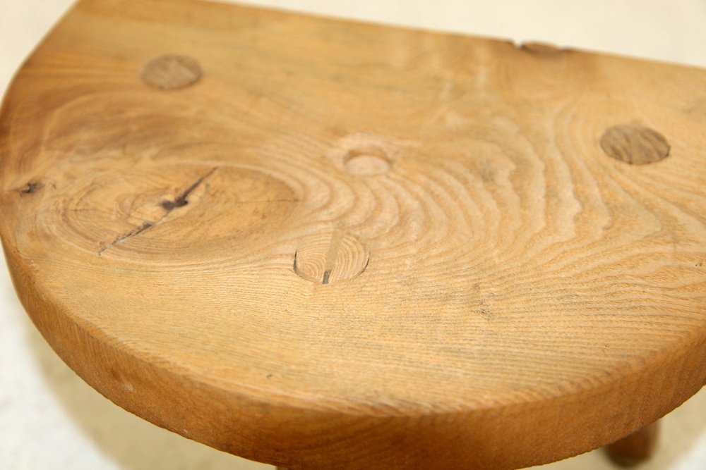 Tripod Stool in Elm, Sweden, 1950s