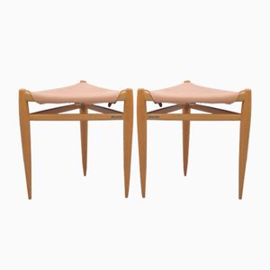 Tripod Stool in Oak by Uno & Östen Kristiansson from Luxus, Set of 2-ZE-995864