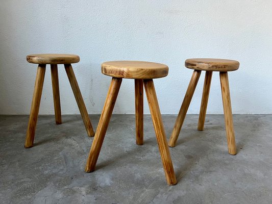 Tripod Stools by Charlotte Perriand, 1970s, Set of 3-WKI-2027607