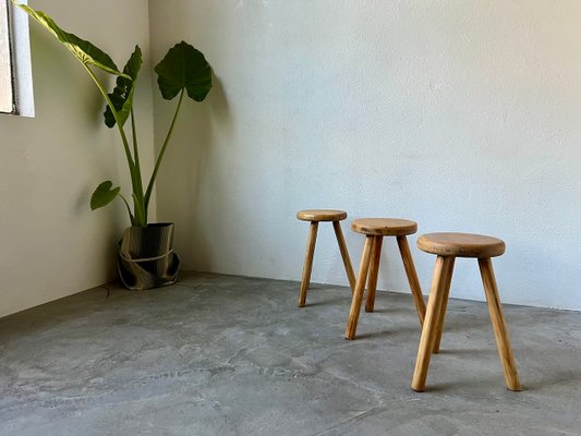 Tripod Stools by Charlotte Perriand, 1970s, Set of 3-WKI-2027607