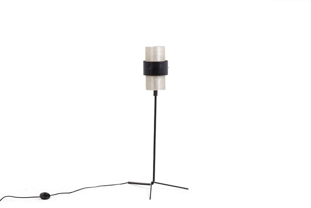 Tripod Table Lamp in Granite Acrylic Glass and Lacquered Metal, 1950s