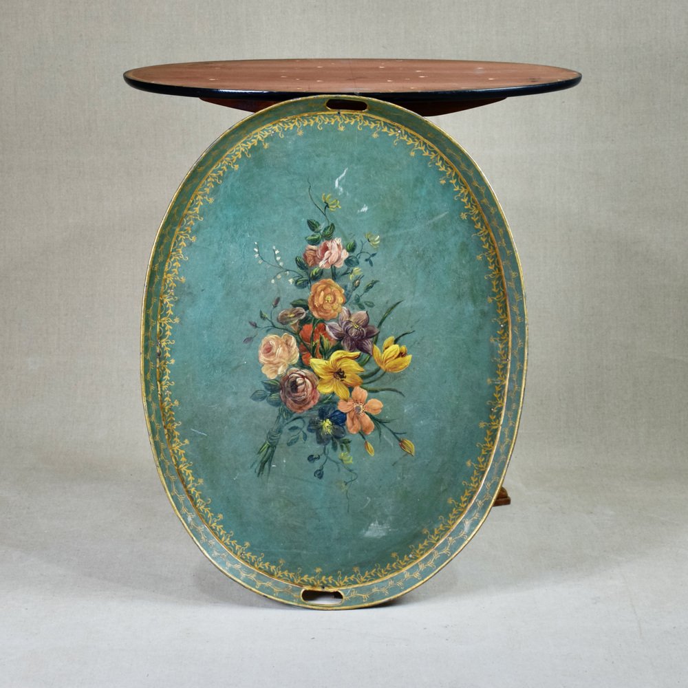 Tripod Table with Painted Tray.