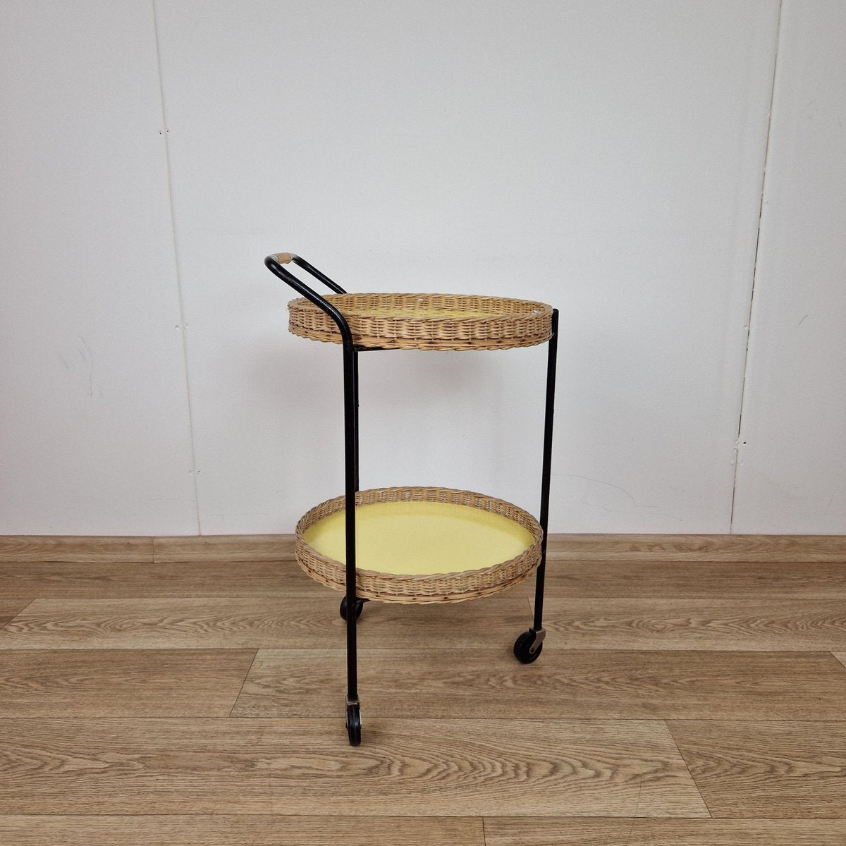 Tripod Tea Trolley with Removable Yellow Trays, Germany, 1960s