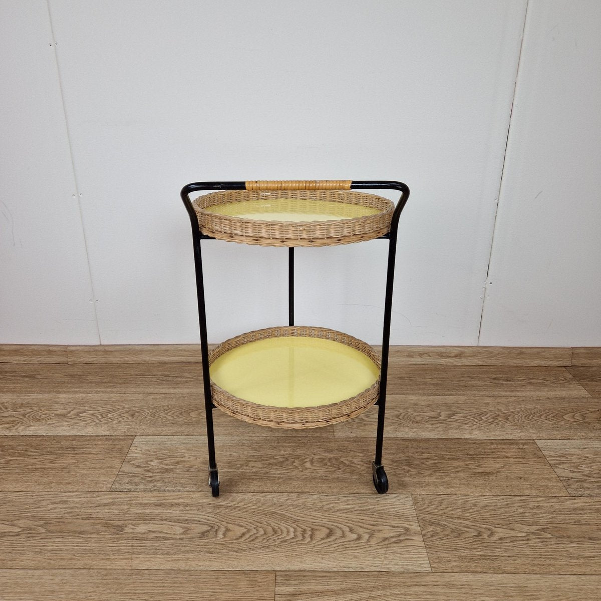 Tripod Tea Trolley with Removable Yellow Trays, Germany, 1960s