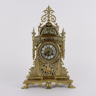 Triptych with Clock in Gilt Bronze, Set of 3-VMM-2036347