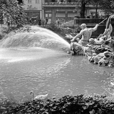 Tritons Fountain at Koenigsallee Avenue Duesseldorf, Germany 1937-DYV-995280