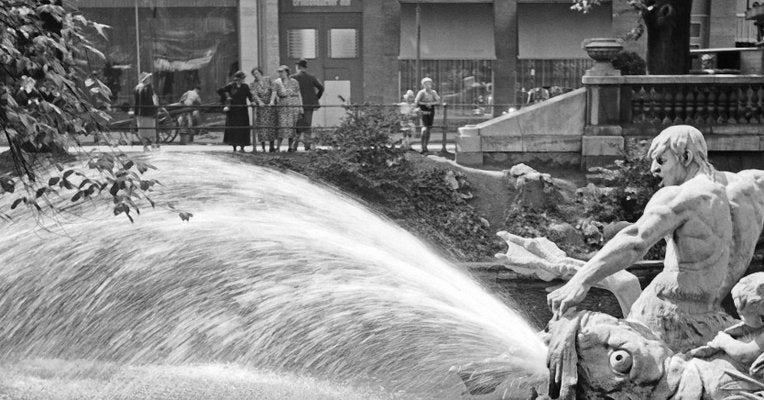 Tritons Fountain at Koenigsallee Avenue Duesseldorf, Germany 1937-DYV-995280