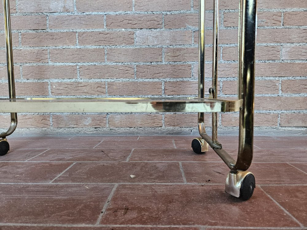 Trolley in Brass and Glass with Two Shelves, 1970s