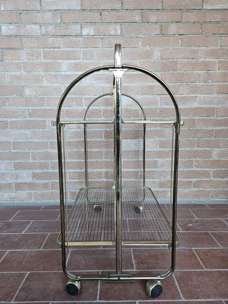 Trolley in Brass and Glass with Two Shelves, 1970s-ZUW-1799273