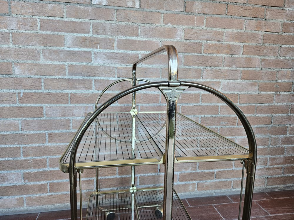 Trolley in Brass and Glass with Two Shelves, 1970s