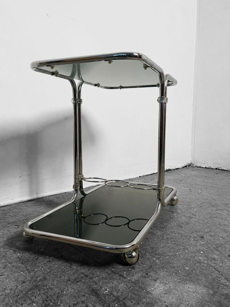 Trolley in Chrome and Glass, Czech, 1970s, Set of 2