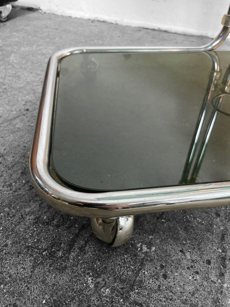 Trolley in Chrome and Glass, Czech, 1970s, Set of 2