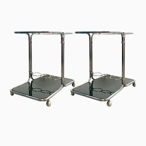 Trolley in Chrome and Glass, Czech, 1970s, Set of 2-DZY-1773173