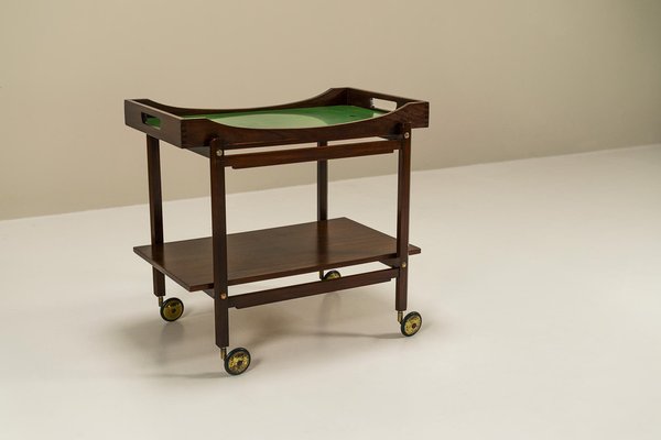 Trolley in Wood Finished with Mahogany Veneer, Italy, 1960s-UQV-1702692