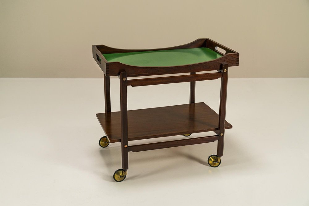 Trolley in Wood Finished with Mahogany Veneer, Italy, 1960s