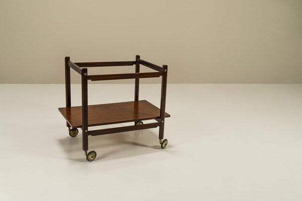 Trolley in Wood Finished with Mahogany Veneer, Italy, 1960s-UQV-1702692