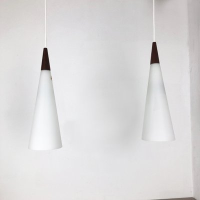 Trompet Pendant Lamps in Copper by Jo Hammerborg for Fog & Mørup, Denmark, 1963, Set of 2-QZ-1053009