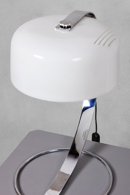 Tropic Chrome-Plated Steel and White Acrylic Desk Lamp Made by Raak, 1970s-QVY-1143568