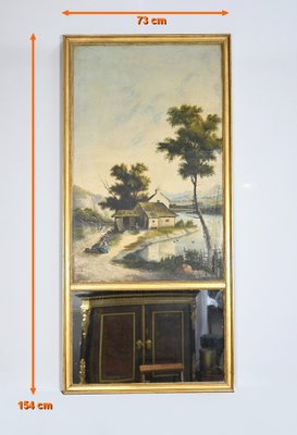 Trumeau Mirror in Gilded Wood, Late 19th Century-RVK-1701961