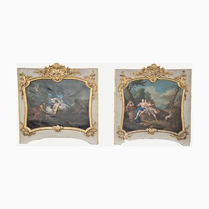 Trumeaux Paintings, Late 18th or Early 19th Century, 1800s, Paint, Wood & Gold Leaf, Set of 2-SYQ-1388010