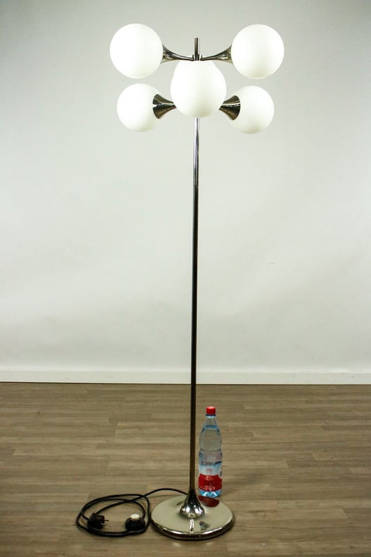 Trumpet Glass Ball Floor Lamp, 1970s