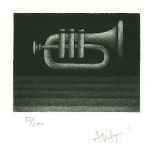 Trumpet - Original Etching on Paper by Mario Avati - 1970s 1970s