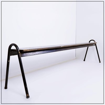 Tubax Black Wood and Metal Bench, 1950s-NYF-2019073