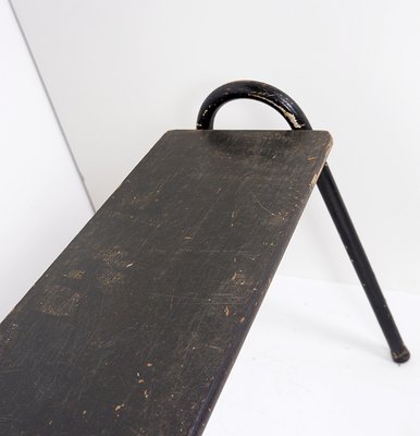 Tubax Black Wood and Metal Bench, 1950s-NYF-2019073