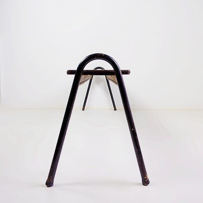 Tubax Black Wood and Metal Bench, 1950s-NYF-2019073