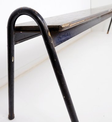 Tubax Black Wood and Metal Bench, 1950s-NYF-2019073